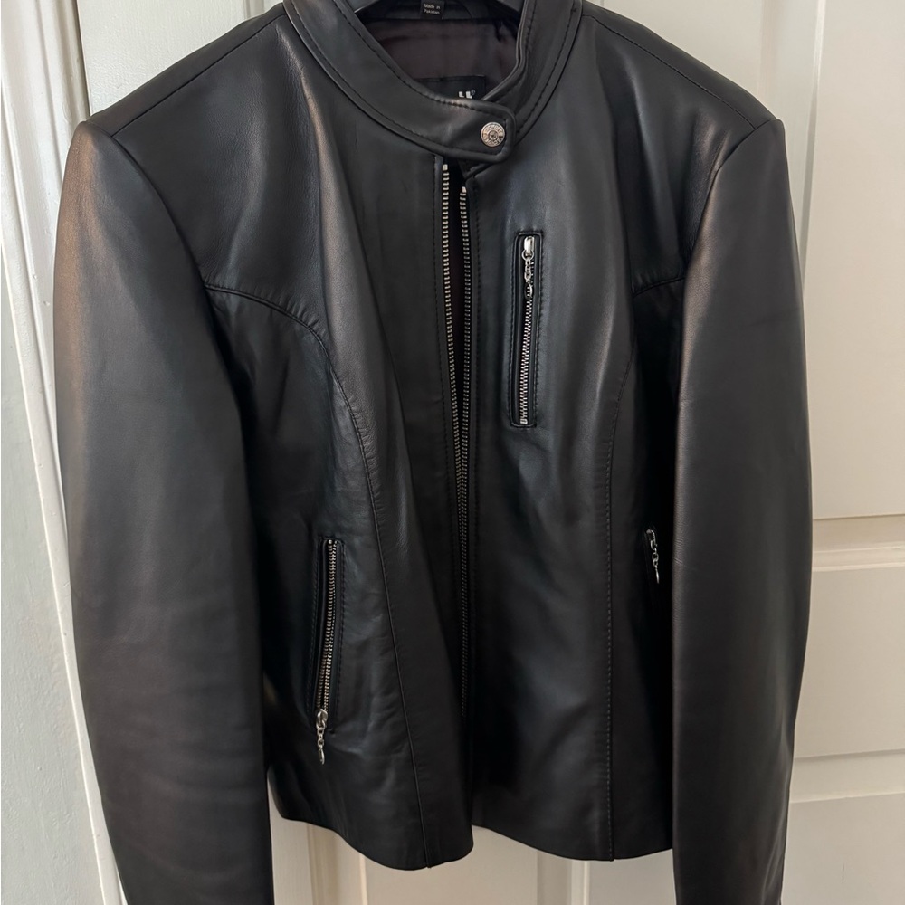 Schott NYC Black Lambskin Leather Moto Jacket